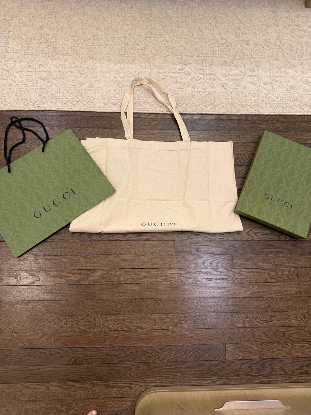 Gucci Beige Canvas Tote Dust Bag with Black Logo